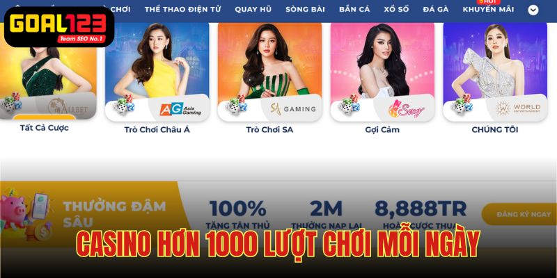 Casino Goal123 thu hút hơn 1000 lượt chơi mỗi ngày