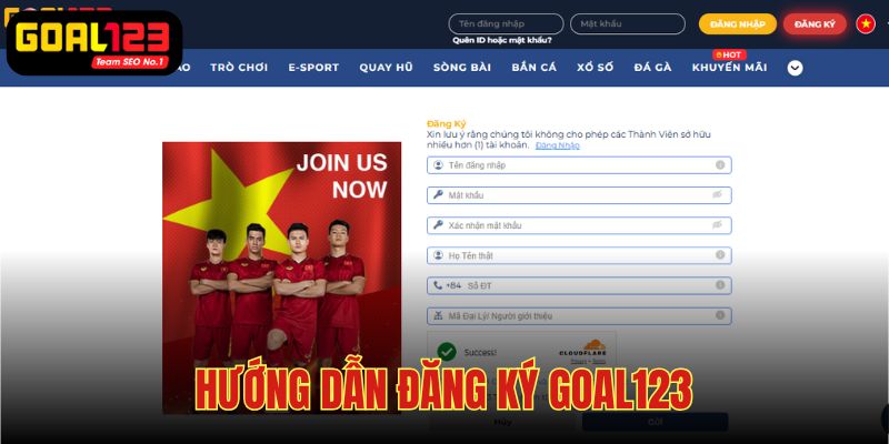 Các bước đăng ký Goal123 thành công cho mọi thành viên