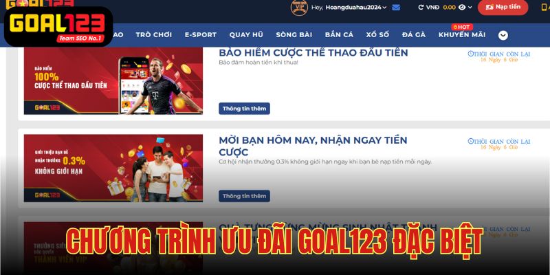 Tổng hợp khuyến mãi Goal123 đặc biệt dành cho bạn