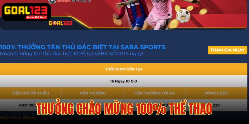 Tặng 100% số tiền nạp chơi thể thao 